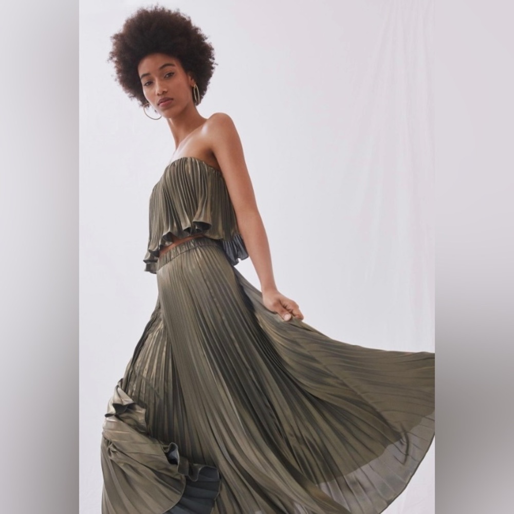 Anthropologist Pleated Metallic Skirt Set size 12